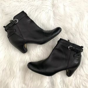 Sam Edelman Maddox Leather Black Block Heel Ankle Booties
